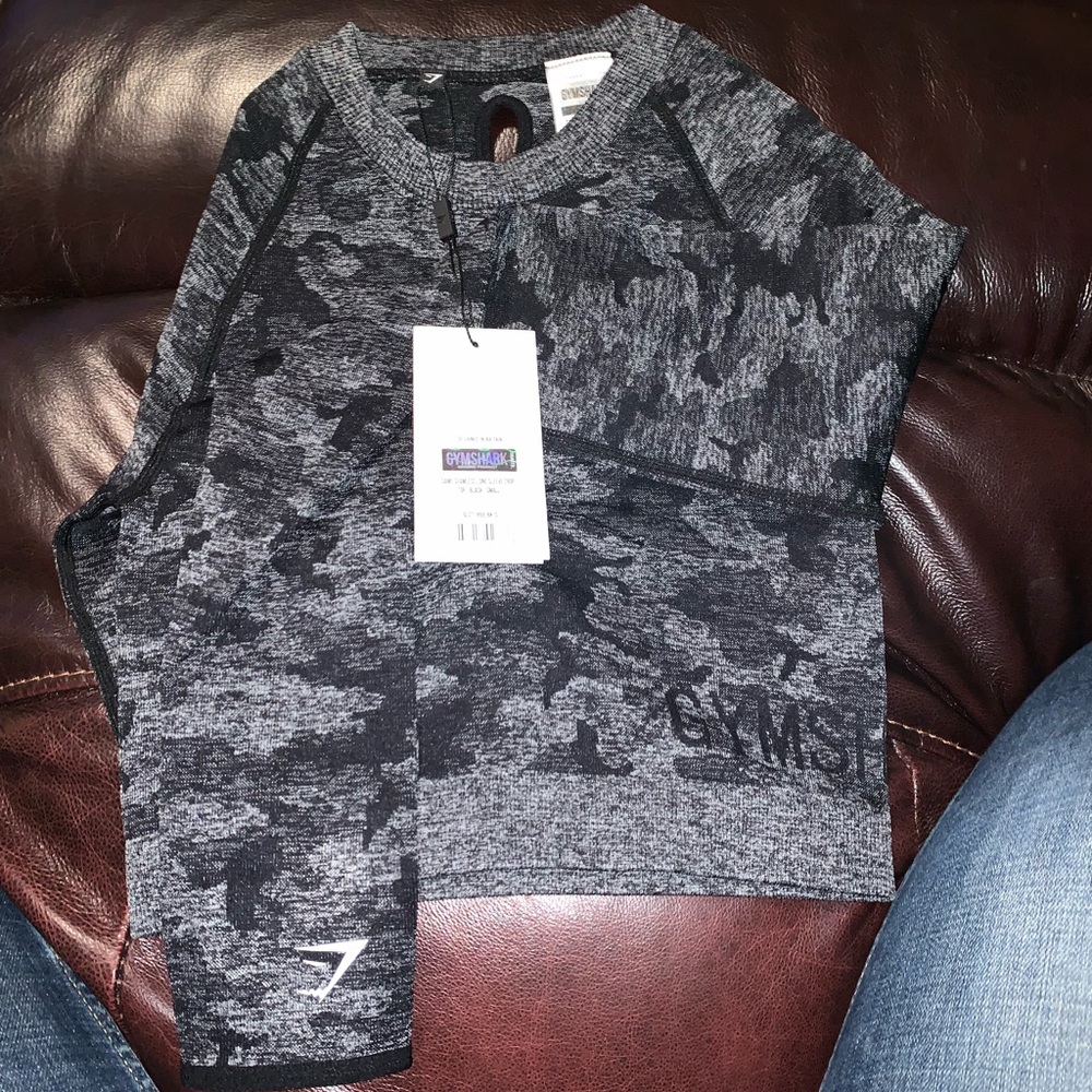 Gymshark Black Camo Seamless crop top size SMALL